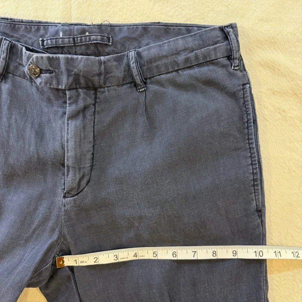 Polo Ralph Lauren Linen Blend Pants Mens 34x30 Slim Fit Blue Lightweight Woven